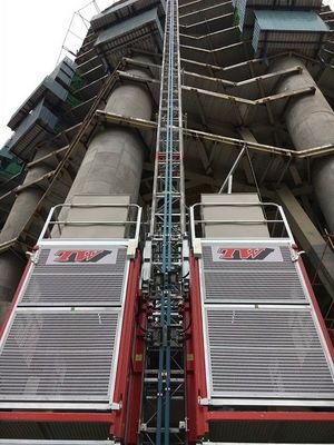 Good price Double cages mid-speed with Rack and Pinion Building Hoist/ 2000kgs Load with Inverter and hot galvanized mast online
